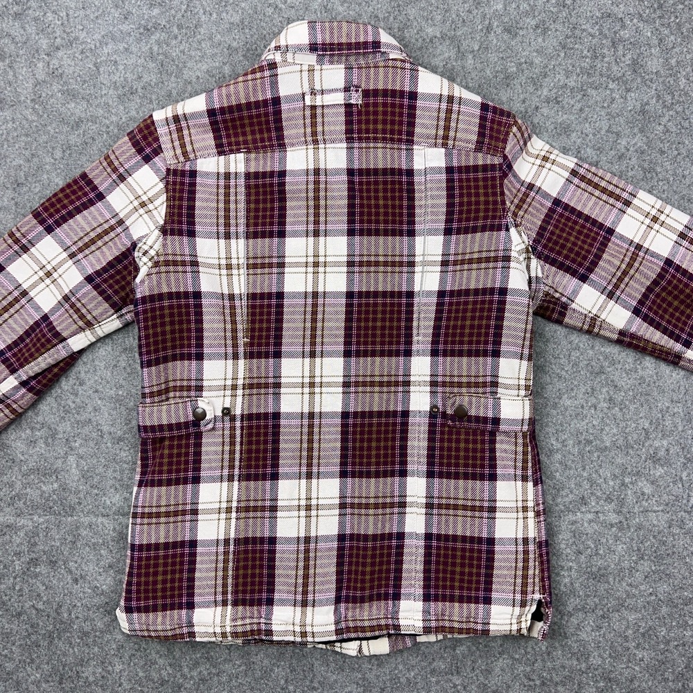 Duluth Shacket Womens XS Maroon Plaid Flapjack Flannel‎ Shirt Jac Quilted Lined - Picture 11 of 16